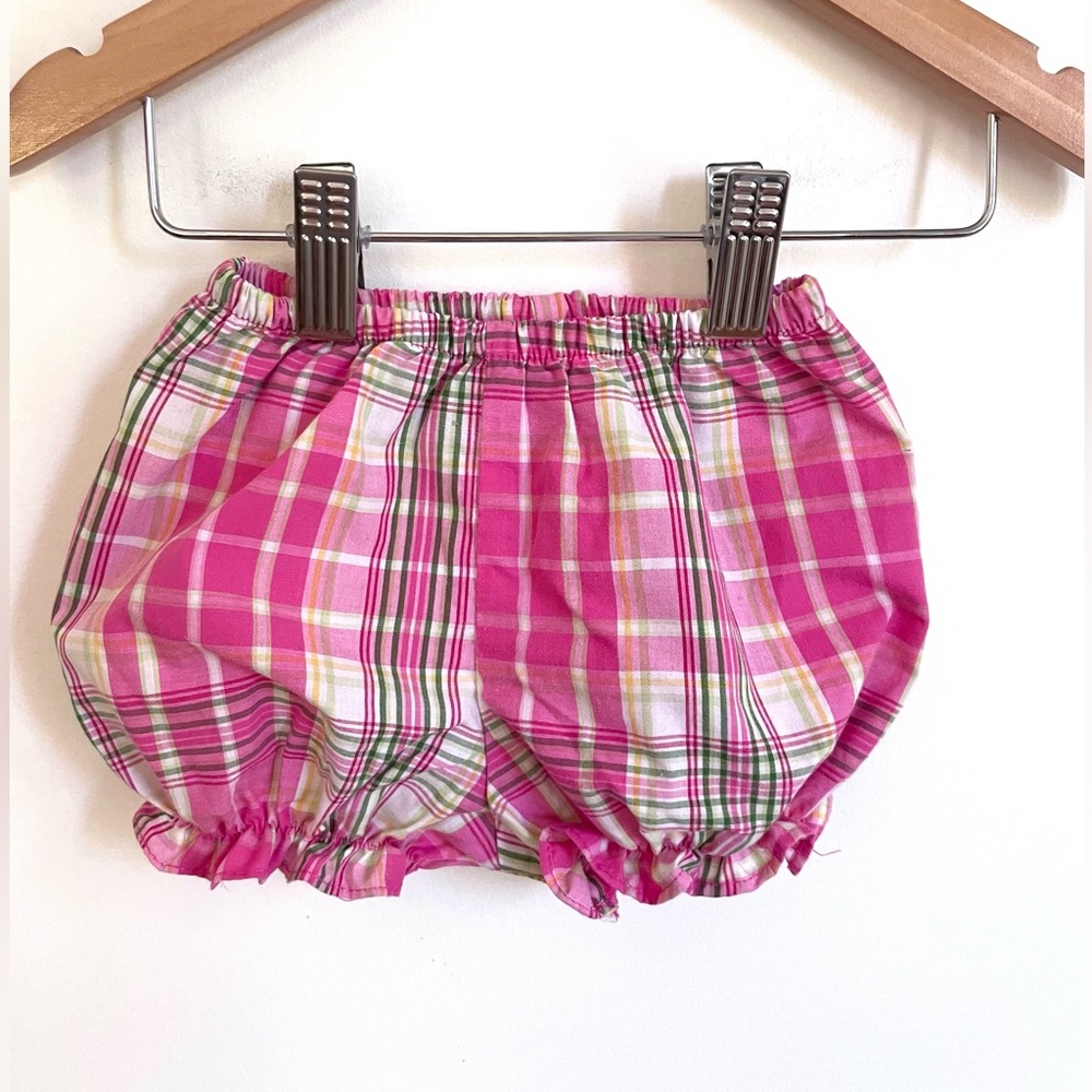 6/$20💥Bubble Shorts / Diaper Cover, Pink & White Madras Plaid, Ruffle Cuff